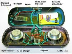 an electronic device in its case with instructions on how to use the batteries and wires