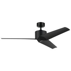 a black ceiling fan on a white background