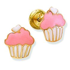 Cupcake Kids Stud Earrings 14K by Kury - Available at SHOPKURY.COM. Free Shipping on orders over $200. Trusted jewelers since 1965, from San Juan, Puerto Rico. Sweet White Earrings For Birthday, Sweet Gold Earrings For Gift, Kids Studs, Cupcake Earrings, Jewelry Kids, Kid Cupcakes, Yellow Gold Stud Earrings, Baby Earrings, Baby Jewelry