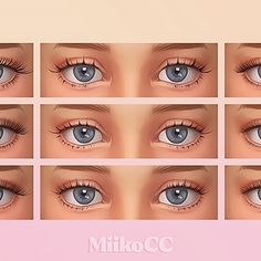 an image of different types of eyes with the words mikocc above them and below it