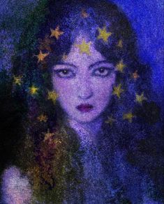 a painting of a woman with stars on her head