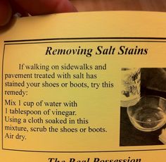 a label on a bottle of wine with instructions for removing salt stains from the bottles