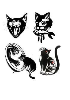 four different types of cat stickers on a white background