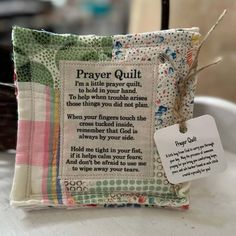 a prayer pillow with a poem on it