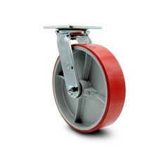 a red casteor wheel on a white background