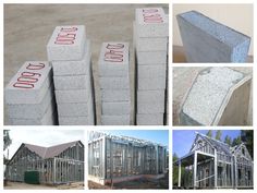 several pictures of different types of concrete blocks