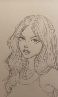 a drawing of a woman with long hair