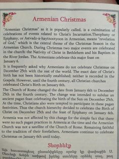 an article from the book american christmas, written in english and spanish on parchment paper