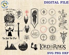 the lord of the rings svg files are available for use on crafts and other projects