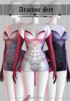 three female mannequins in different colors and sizes with the caption arathie set