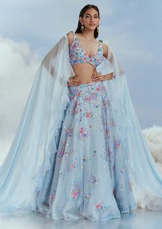 Nachiket Barve-Icy Blue Izmir Lehenga Set-INDIASPOPUP.COM Blue Georgette Lehenga With Ruffles, Blue Lehenga With Ruffles And Traditional Drape, Blue Ruffled Lehenga For Festive Occasions, Blue Lehenga With Ruffles For Wedding, Festive Blue Lehenga With Ruffles, Blue Ruffled Lehenga For Wedding, Blue Ruffled Sets For Wedding, India Outfits, Ruffle Dupatta