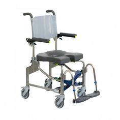 a medical transport chair with wheels and footrests