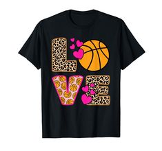 PRICES MAY VARY. This is a cute Love Basketball print for basketball lovers. A great basketball graphic with a leopard print for women and girls. Love Basketball print for basketball players and all who love basketball. A cute Love Basketball design for basketball fans. Lightweight, Classic fit, Double-needle sleeve and bottom hem Love Basketball, Girls Basketball, Basketball Clothes, Basketball T Shirt, Basketball Design, Mens Cotton T Shirts, Love And Basketball, Basketball Girls, Round Neck Tees