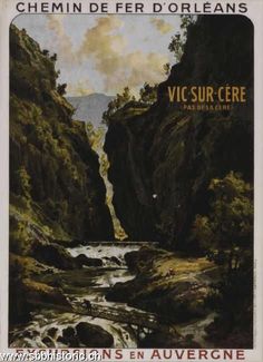 an advertisement for the vieur cere exhibition in france, with a river running through it