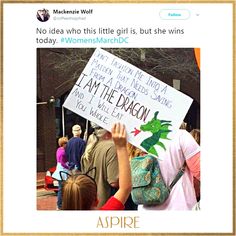 Love this! Bringing this image of a young girl holding this incredible (and hilarious) sign back from a women's march in 2018. "Don't fashion me into a maiden that needs saving from a dragon. I am the dragon, and I will eat you whole." We are the dragons! 🐲🔥 #WomenEmpowerment #ChangeMakers #AspireForEquality Lgbtq Protest, Dragon People, Boss Woman, Funny Kids Shirts, Eat The Rich, Girl Shirts, Lil Sis, Faith In Humanity Restored