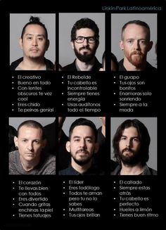 an image of men with beards and different facial expressions on their faces in spanish