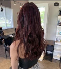 Brunette Hair Red Tint, Dark Brown Wine Hair, Hair Inspo Color Straight Hair, Trending Hair Highlights 2023, Brunettes With Red Hair, Couples Matching Pfps Anime, Dark Red Hair For Brunettes, Brunette To Burgundy Hair, Dark Red Hair On Brunettes