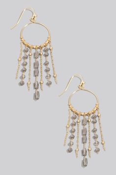 Mixed glass beaded fringe hoop dangle earrings. This pair of dangle earrings showcases a timeless mixed glass bead and hoop style. Experience a burst of creativity in accessorizing as this piece effortlessly sets the tone for your unique style. Material Contents: 70% Brass, 30% Glass. Made in: Imported Affordable Beaded Chandelier Earrings As Gift, Cheap Party Hoop Earrings With Dangling Beads, Affordable Beaded Statement Chandelier Earrings, Cheap Round Beaded Earrings For Party, Baseball Hat Hairstyles, Hoop Dangle Earrings, Beaded Hoop Earrings, Beaded Hoops, Beaded Fringe