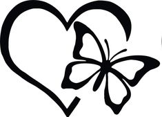 a heart with a butterfly on it and the word love written in black ink next to it