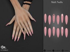 the manies are pink and black with white designs on them, as well as an advertise for nail art