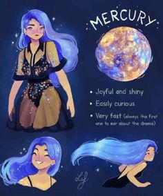 Planets As People, Mercury Planet, Planets Art, The Planets, Galaxy Art, Zodiac Art, Cute Easy Drawings, Human Art