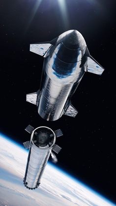 an artist's rendering of the space shuttle in orbit