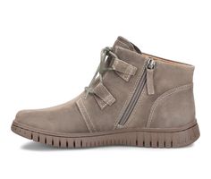 A must-have for every outdoor activity, the Corine is Comfortiva's take on a classic hiker, featuring ultra-soft leathers and cow suede. Durable nubuck, leather, or suede upper, Easy zip-up closure with a lace-up front for a custom and secure fit, Approx. 1 1/4 inch heel, Classic round toe, Exclusive Pillowtop® memory foam footbed for added comfort, Durable, flexible, and slip-resistant TPR outsole, Comfortiva branding details | Women's Comfortiva Corine Lace-Up Booties in Taupe Size 8 Medium Hiking Boots Women, Hiking Boot, Lace Up Booties, Shoe Carnival, 4 Inch Heels, Outdoor Activity, Nubuck Leather, Wedge Sneaker, Zip Up