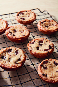 chocolate chip cookies cooling on a wire rack