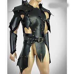 Studded Leather Armor, Elf Armor, Leather Armour, Medieval Cosplay, Black Vampire, Costume Armour, Black Armor, Woman Warrior, Larp Armor