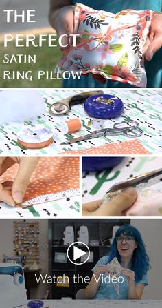 the video is showing how to sew with scissors and sewing supplies on it, including fabric