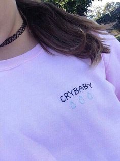 Pink Crewneck Sweatshirt, Tumblr Outfits, Pink Crewneck, Shirt Embroidery, Aesthetic Pink, Pink Sweatshirt, Melanie Martinez, Pastel Goth, Diy Clothes