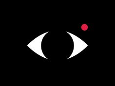 an eye with red dots in the center on a black background that appears to be part of a computer screen