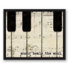 music heals the soul poster with piano keys