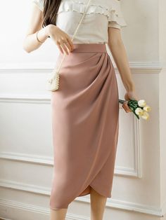 Skirts 2023, Long Wrap Skirt, High Waisted Maxi Skirt, Skirts Women, Office Fashion Women, Vintage Skirts, Split Skirt, Half Skirt, Outfits Spring