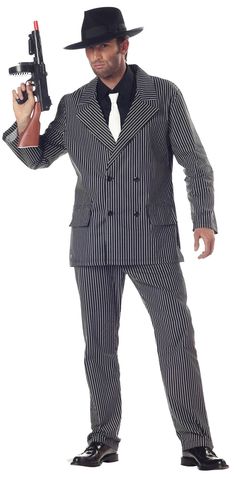 Gangster Guy Costume Costumes Beginning With C, Gomez Addams Costume, Double Breasted Pinstripe Suit, Gangster Suit, Gangster Outfit, Gangster Costume