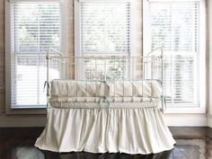 Ivory + Mist | Farmhouse Tailored Crib Bedding Set Luxury Crib Bedding, Neutral Nursery Bedding, Farmhouse Cribs, Crib Bumper Pads, Baby Girl Crib Bedding Sets, Bed Bumper, Crib Bumpers, Bumper Pads For Cribs, Girl Crib Bedding Sets