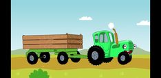 a green truck driving down a dirt road