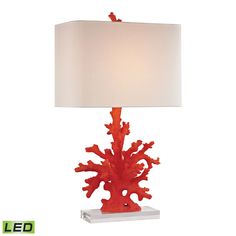 Dimond Lighting Red Coral Table Lamp in Red | Modishstore | Table Lamps Coral Pantone, Coral Lamp, Coral Table, Red Table Lamp, Coral Design, Red Table, Hue Philips, Elk Lighting, Red Led