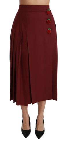 Dolce & Gabbana Elegant Red High Waist Virgin Wool Women's Skirt Luxurious Wardrobe, Red Pajamas, Elegant Red, Red High, Pleated Maxi, Wool Skirt, Dolce E Gabbana, Signature Look, Straight Skirt