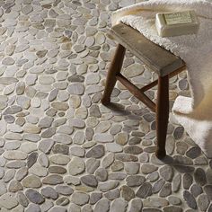 Hyperion Tiles Tiles - mosaics 30.5 x 30.5 x 1cm White Flat Cut Pebble Mosaic Riverstone Shower Floor, Stone Foyer, Pebble Mosaic Tile, Pebble Floor, Stone Shower, Turkish Tiles, Pebble Tile, Stone Floor, Pebble Mosaic