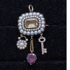 Antique Georgian Pendant Brooch Lock Key Heart Gold Topaz Pearls Garnet (7163) | eBay Antique Multi-stone Brooches For Formal Occasions, Antique Jeweled Pendant Brooches, Antique Pendant Brooches For Anniversary, Victorian Jeweled Brooches For Anniversary, Antique Jeweled Brooches For Anniversary, Victorian Multi-stone Wedding Brooches, Antique Multi-stone Brooches For Wedding, Antique Pendant Brooches With Gemstone, Victorian Brooch For Jewelry Collecting