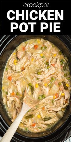 crockpot chicken pot pie is an easy and delicious dinner that's ready in under 30 minutes