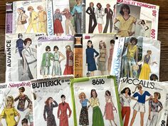 Bundle of 12 vintage women's and teen's sewing patterns from the 60's, 70's and 80's, skirts, tops, jackets, skirt suits, vests, jumpsuits. Skirt Suits, Paper Sewing Patterns, Easy Sewing Patterns, Sewing Studio