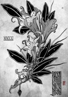 a drawing of flowers and leaves on a white paper with the word maximum written in black ink