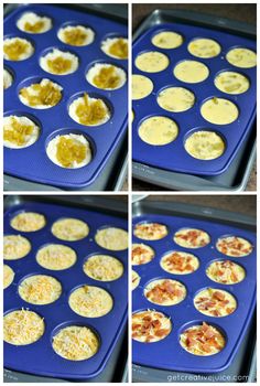 the process of making mini pizzas is shown here