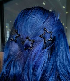 Coraline Blue Hair, Coraline Hair, Blue Haircut, Star Clips, Cosmetic Aesthetic, Blue Hair Aesthetic, Cherry Hair, Hair Help, Hair Color And Cut