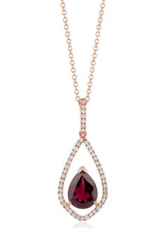 Effy Bordeaux 14K Rose Gold Rhodolite Garnet and Diamond Pendant, 1.46 TCW