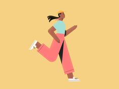 a woman in pink pants is running with her head tilted to the side and she's wearing a yellow visor