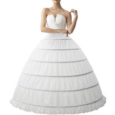 PRICES MAY VARY. PETTICOAT FOR WOMEN WITH PEFT SHAPE--6 hoops Crinoline Petticoat has Single Layer,with 6 Strong Hoops,Which make your Ball Gown Wedding Dress more Fluffy and in Good Full Shape.You will be the most Dazzling person in the crowd, get the more Praise. ADJUSTABLE CRINOLINE PETTICOAT--This Plus Size Hoop skirt Elastic Waist is Adjustable, its Stretch range is 29-47.2 inches(66-120cm),suitable for US size 2 to 16 ball gown dress.The bottom of Hoop Skirt maximum circle diameter is appr Petticoat For Wedding Dress, Hoop Petticoat, Wedding Dancing, Womens Tulle Skirt, Prom Skirt, Gonna In Tulle, Wedding Dress White, Dancing Party, Skirt Tulle