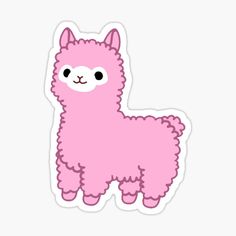 a pink llama sticker on a white background